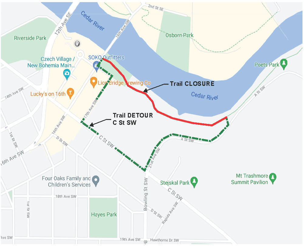 Cedar Valley Nature Trail Closure 4-26-21